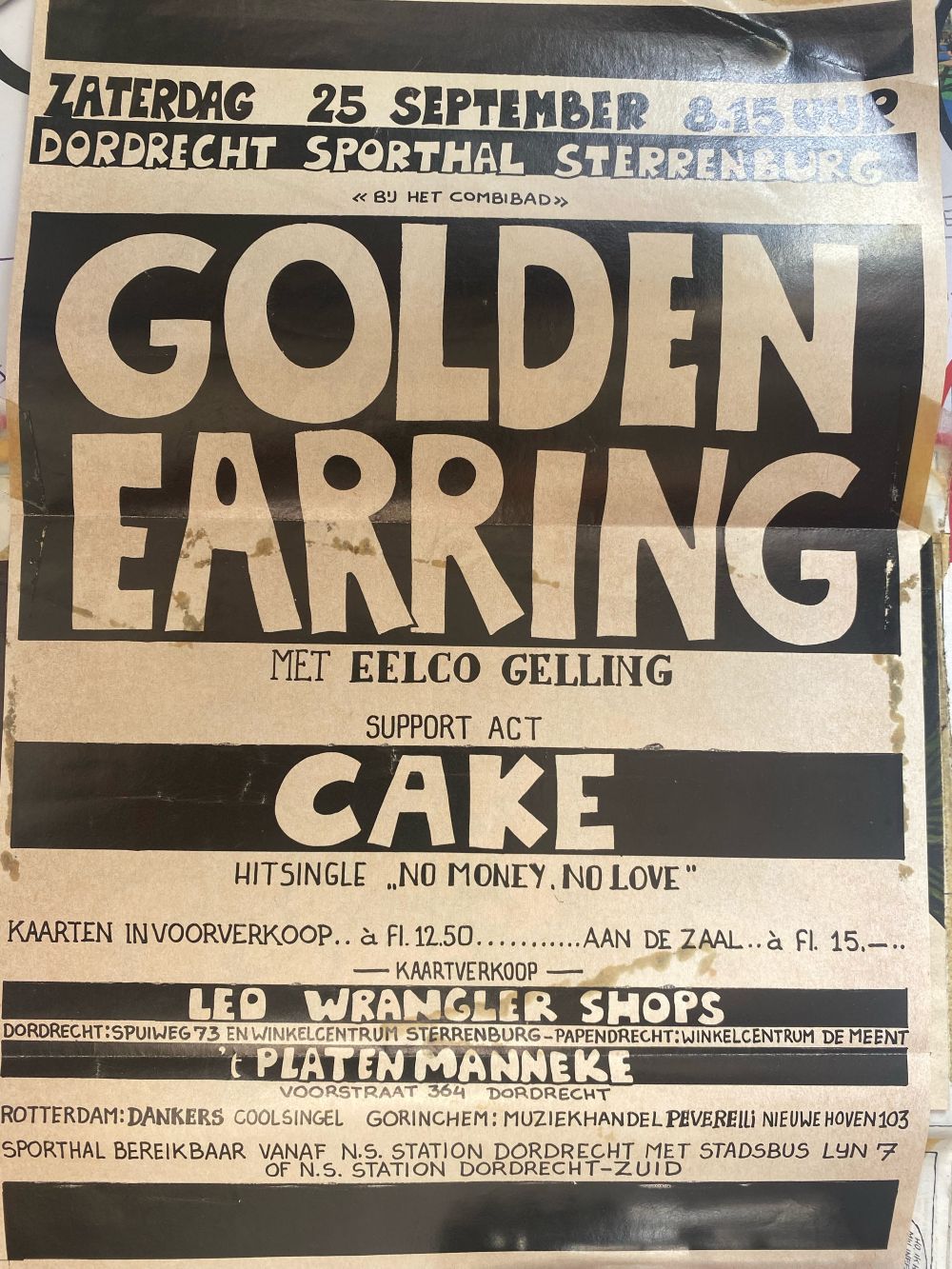 Golden Earring show poster September 25 1976 Dordrecht - Sterrenburg Sporthal